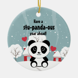 Panda bear snow cute kawaii kids cartoon good luck ceramic tree decoration