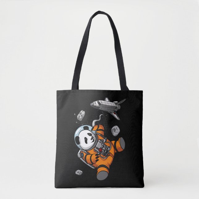 Panda Bear Space Astronaut Funny Animal Tote Bag (Front)
