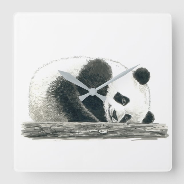 Panda bear square wall clock (Front)