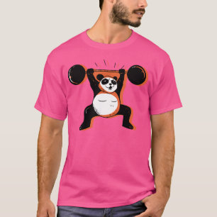 Panda Bear Strong Giant Animal Lift Barbell Muscle T-Shirt