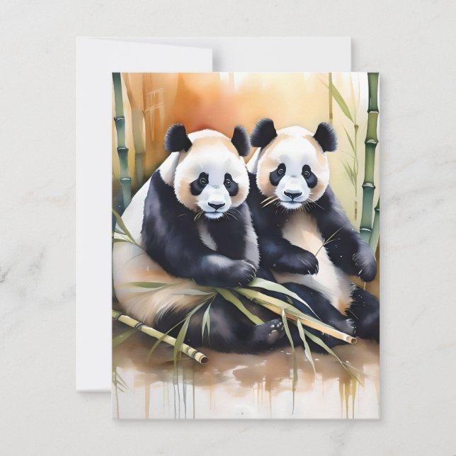 Panda Bear Study A - Watercolors Holiday Card (Front)