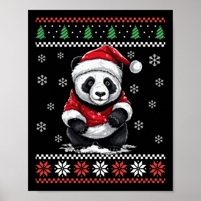 Panda Bear Ugly Christmas Xmas For Adults Kids  Poster (Front)