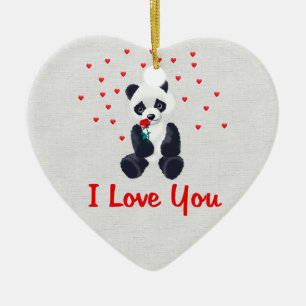 Panda Bear Valentine Ceramic Tree Decoration