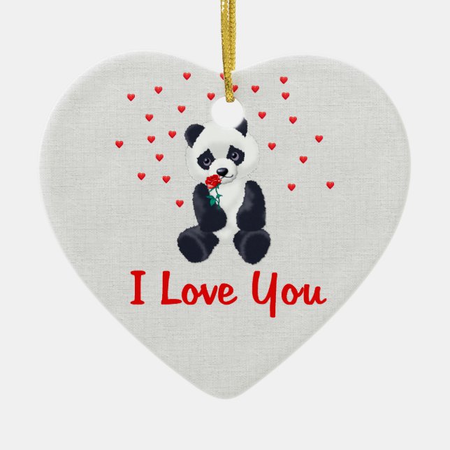 Panda Bear Valentine Ceramic Tree Decoration (Front)