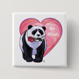 Panda Bear Valentine's Day 15 Cm Square Badge