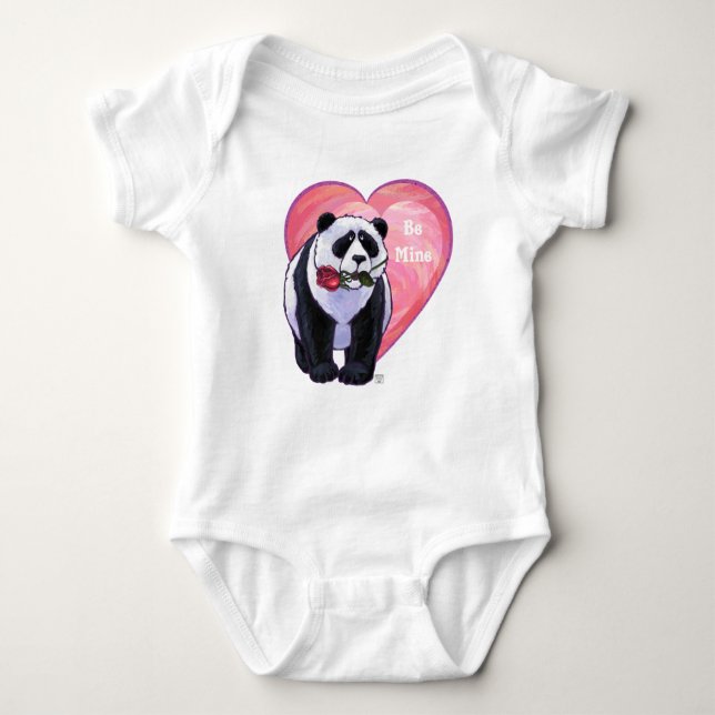 Panda Bear Valentine's Day Baby Bodysuit (Front)