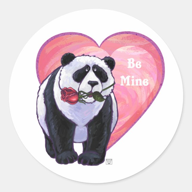 Panda Bear Valentine's Day Classic Round Sticker (Front)