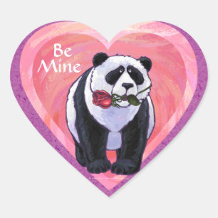 Panda Bear Valentine's Day Heart Sticker