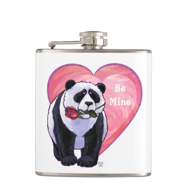 Panda Bear Valentine's Day Hip Flask (Front)