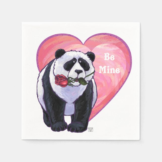 Panda Bear Valentine's Day Napkin (Front)