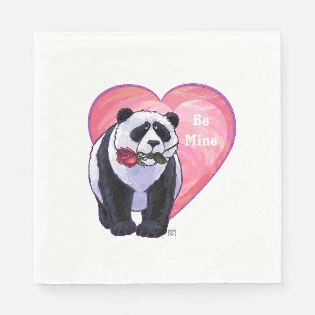 Panda Bear Valentine's Day Napkin (Front)
