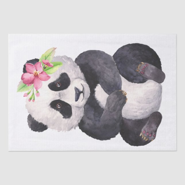 Panda Bear Watercolor Tissue Paper (Front)