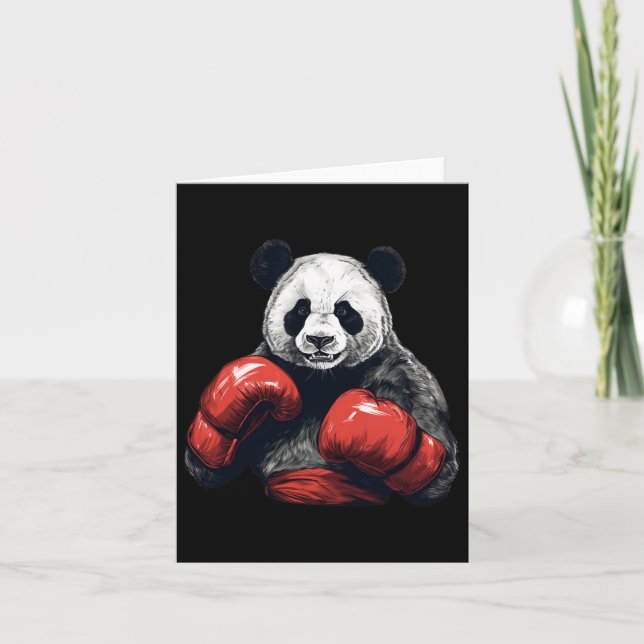 Panda Bear Wearing Boxing Gloves - Funny Boxing  Card (Front)