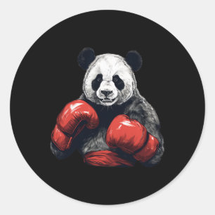 Panda Bear Wearing Boxing Gloves - Funny Boxing  Classic Round Sticker
