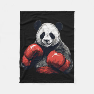 Panda Bear Wearing Boxing Gloves - Funny Boxing Fleece Blanket