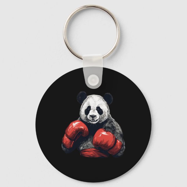 Panda Bear Wearing Boxing Gloves - Funny Boxing  Key Ring (Front)