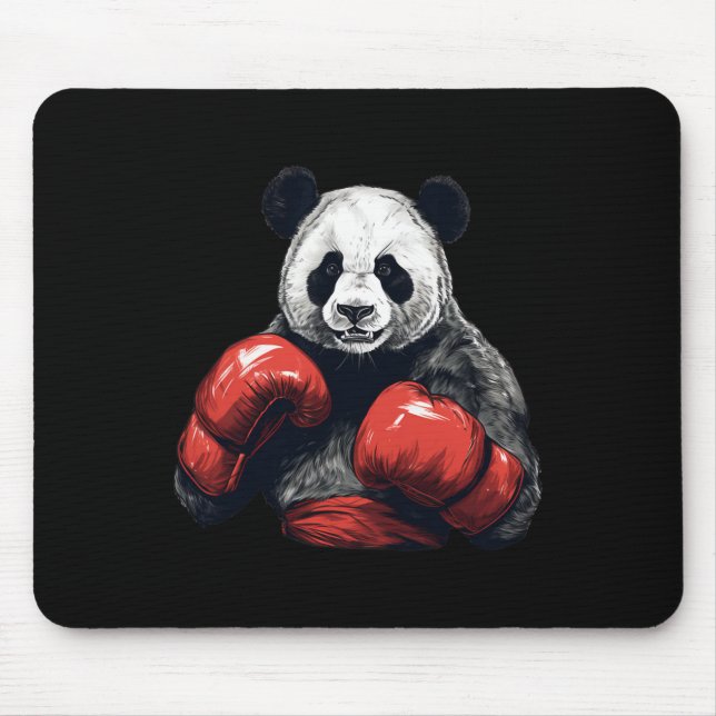 Panda Bear Wearing Boxing Gloves - Funny Boxing  Mouse Pad (Front)