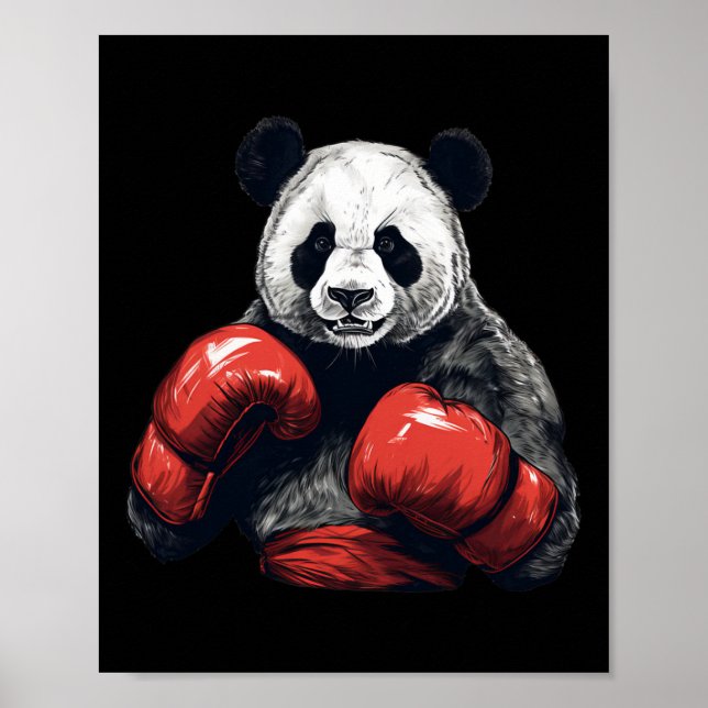 Panda Bear Wearing Boxing Gloves - Funny Boxing  Poster (Front)