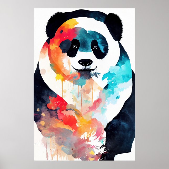 Panda Bear Wild Nature Animal Color Art Painting Poster (Front)