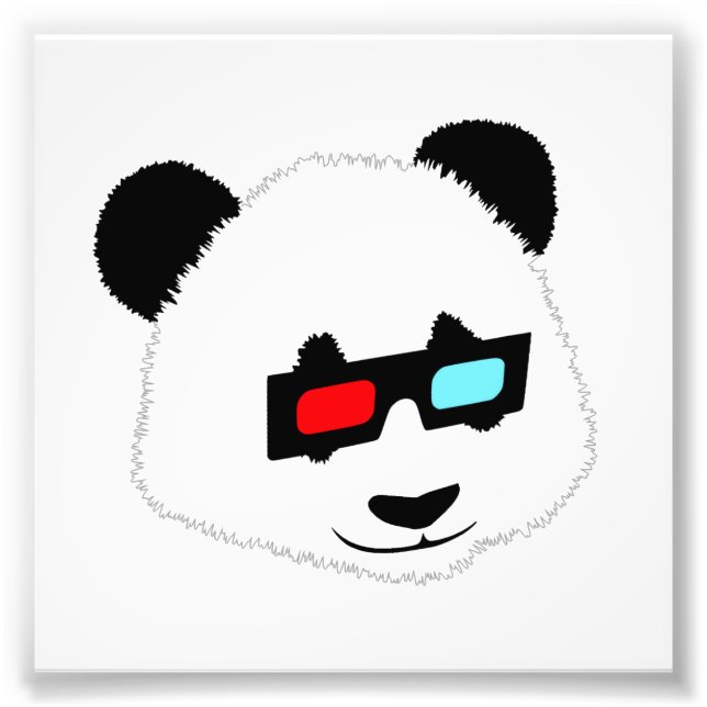 Panda Bear with 3D Glasses Photo Print (Front)