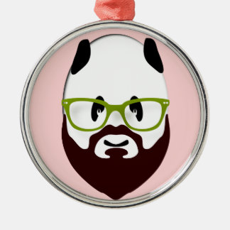 Panda Bear with a Beard Metal Tree Decoration