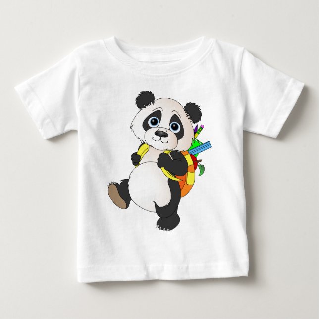 Panda Bear with backpack Baby T-Shirt (Front)
