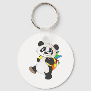 Panda Bear with backpack Key Ring