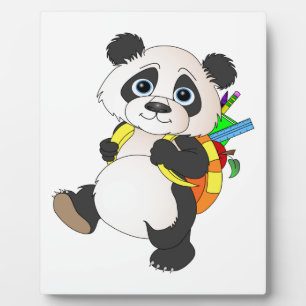 Panda Bear with backpack Plaque