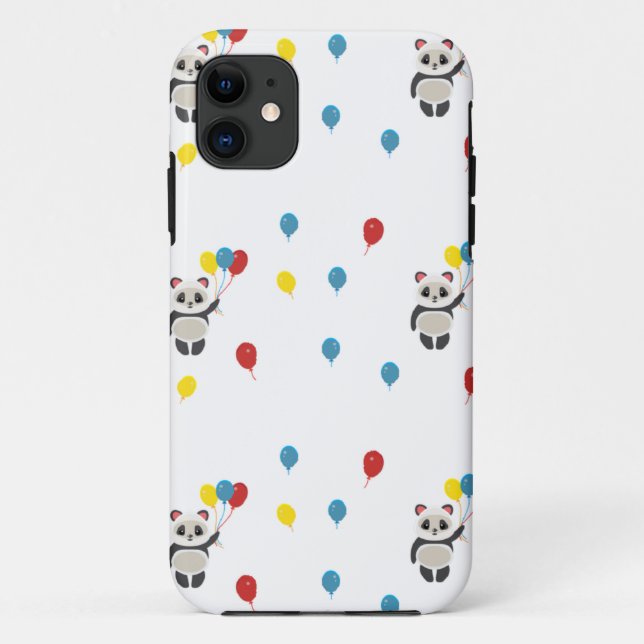 Panda bear with balloons white Case-Mate iPhone case (Back)