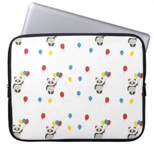 Panda bear with balloons white laptop sleeve