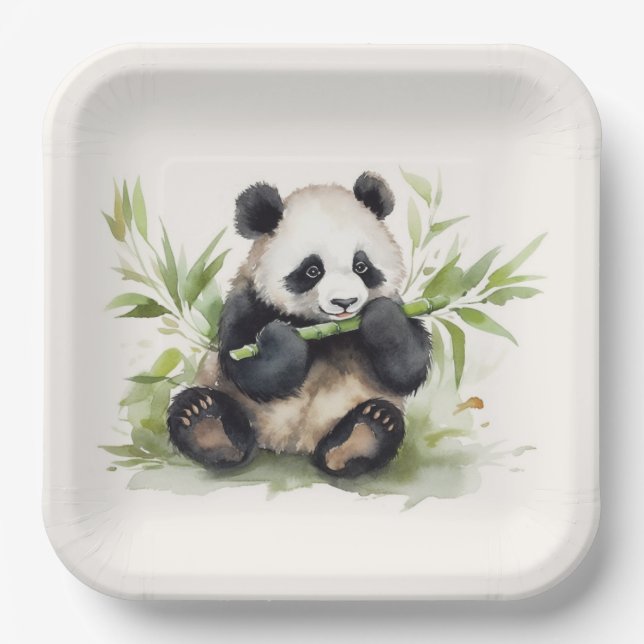 Panda Bear With Bamboo Paper Plate (Front)