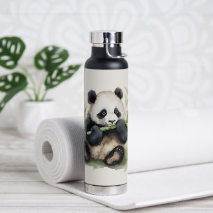 Panda Bear With Bamboo Water Bottle