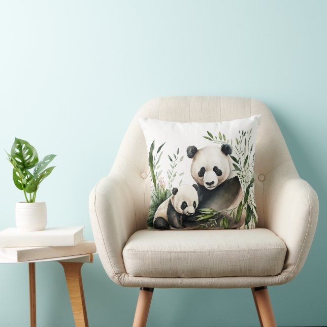 Panda Bear With Cub Cushion (Chair)