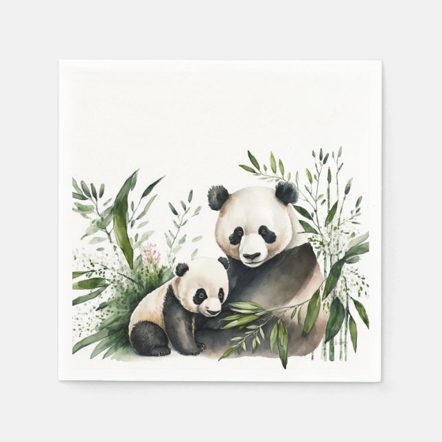 Panda Bear With Cub Napkin (Front)
