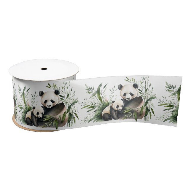 Panda Bear With Cub Satin Ribbon (Spool)