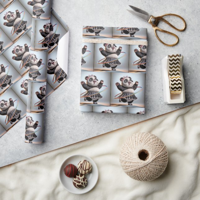 Panda Bear With Hula Hoop Wrapping Paper (Crafts)