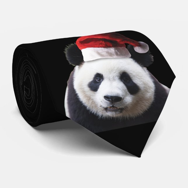 Panda Bear with Santa Hat Tie (Rolled)
