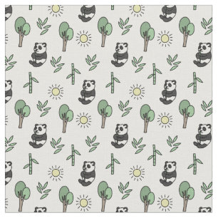 Panda Bears & Bamboo Pattern Fabric
