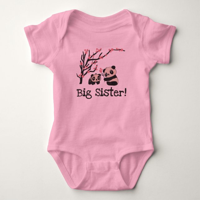 Panda Bears Big Sister Baby Bodysuit (Front)