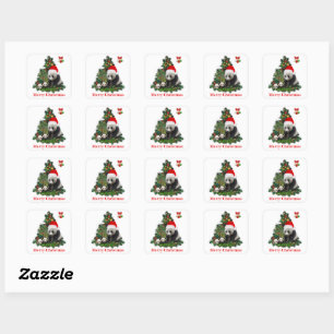 Panda bears Christmas Square Sticker