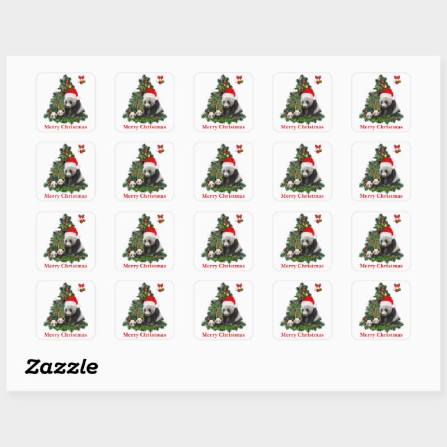 Panda bears Christmas  Square Sticker (Sheet)