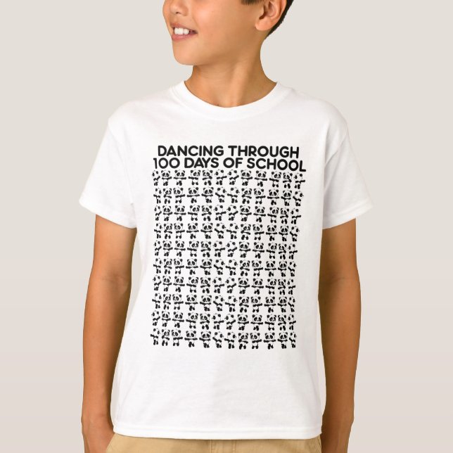 Panda Bears Dancing Through 100 Days Of School Kid T-Shirt (Front)