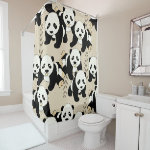 Panda Bears Design Cute Shower Curtain