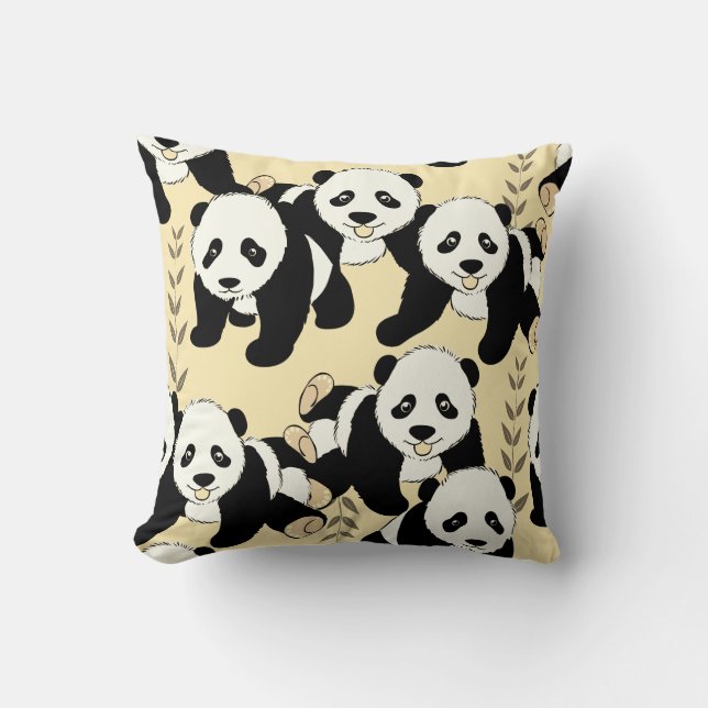 Panda Bears Graphic Cushion (Front)
