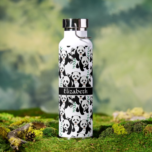 Panda Bears Graphic Pattern to Personalise Water Bottle (Outdoor)