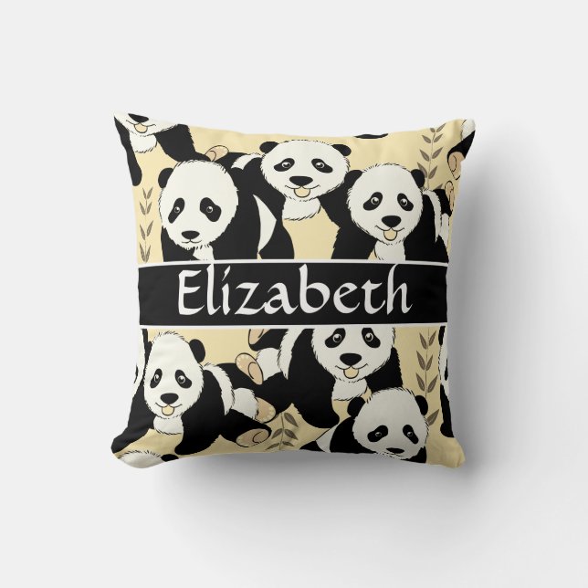 Panda Bears Graphic to Personalise Cushion (Front)