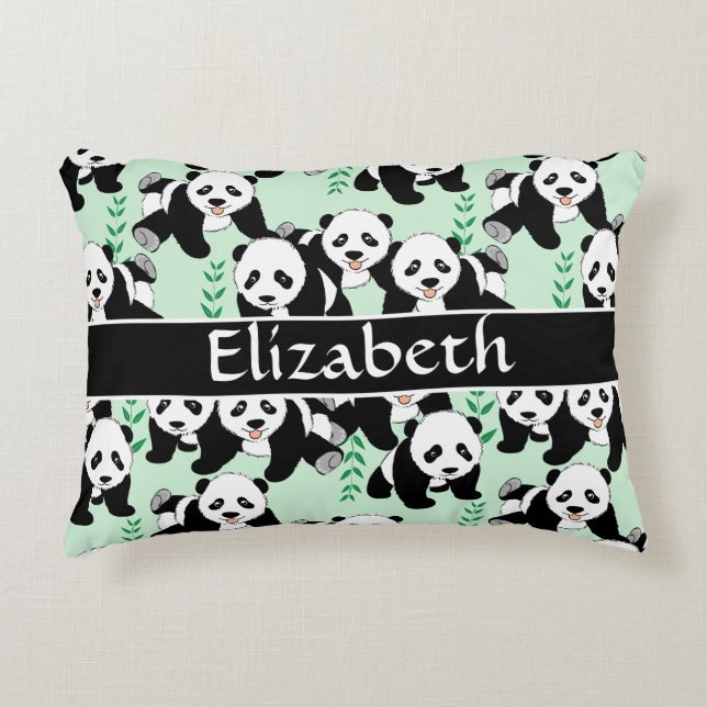 Panda Bears Graphic to Personalise Decorative Cushion (Front)