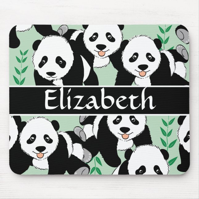 Panda Bears Graphic to Personalise Mouse Pad (Front)