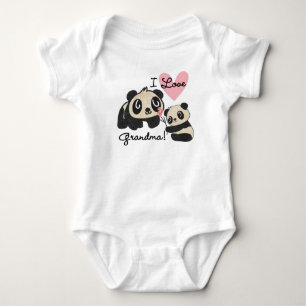 Panda Bears I Love Grandma Baby Bodysuit