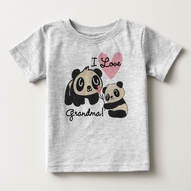 Panda Bears I Love Grandma Baby T-Shirt (Front)